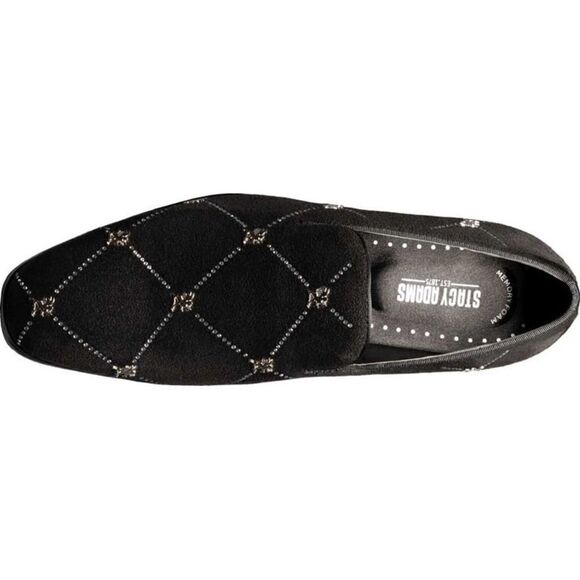 Stacy Adams Studly Black Velvet Loafer Metallic Stud Slip Size 8 - Picture 3 of 11